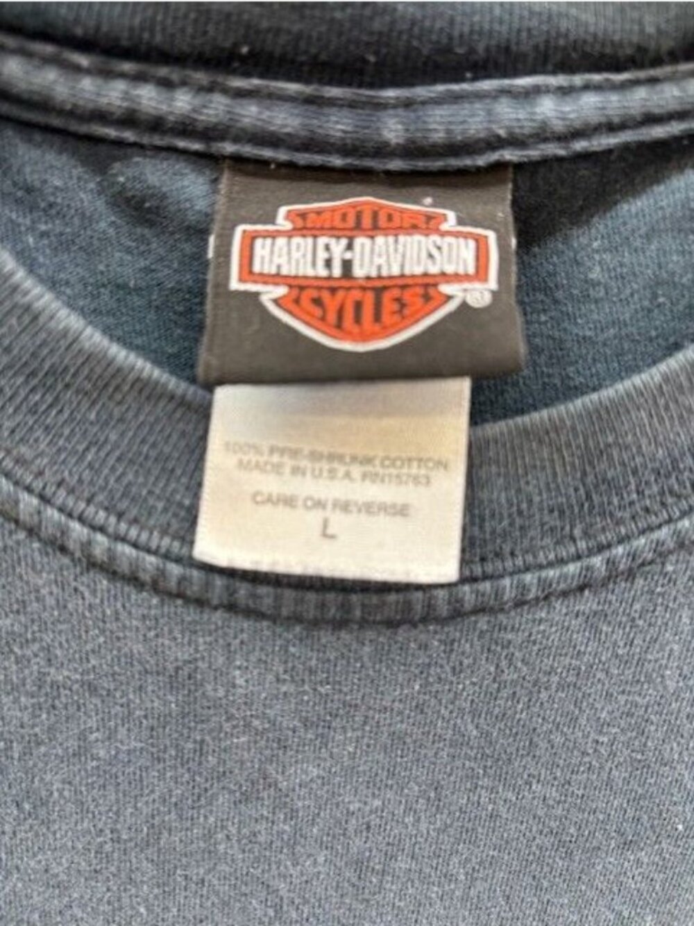 Harley-Davidson Mens Graphic Tee Large Black Distressed Style Front & Back Logos - Picture 4 of 5